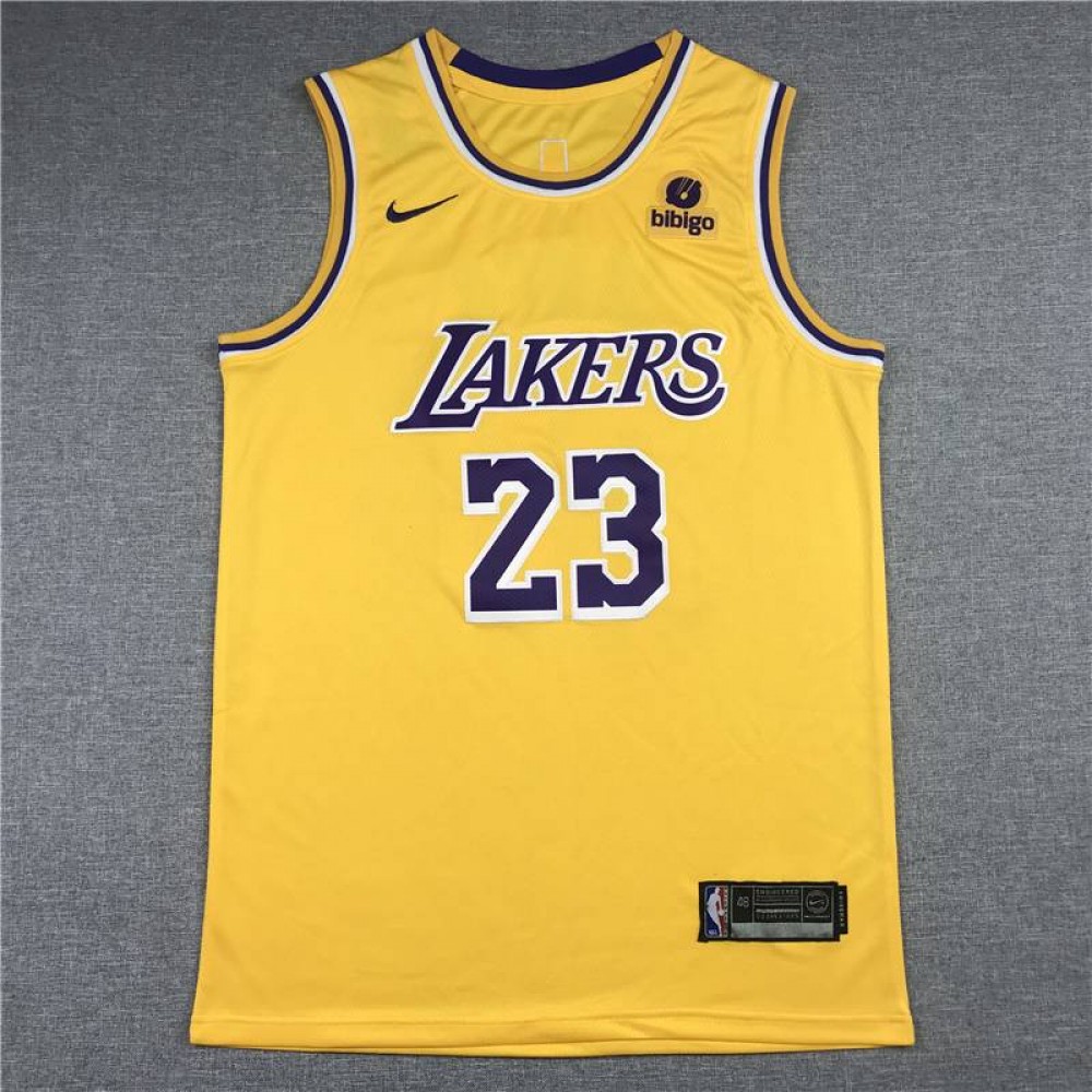 Camiseta LeBron James #23 Los Angeles Lakers Icon Nuevo Anuncio Cuello Redondo Amarillo Camiseta LeBron James #23 Los Angeles Lakers Icon Nuevo Anuncio Cuello Redondo Amarillo