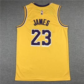 Camiseta LeBron James #23 Los Angeles Lakers Icon Nuevo Anuncio Cuello Redondo Amarillo Camiseta LeBron James #23 Los Angeles Lakers Icon Nuevo Anuncio Cuello Redondo Amarillo