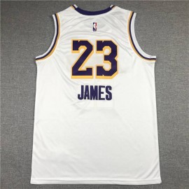 Camiseta LeBron James #23 Los Angeles Lakers Icon Nuevo Anuncio Cuello Redondo Blanco Camiseta LeBron James #23 Los Angeles Lakers Icon Nuevo Anuncio Cuello Redondo Blanco