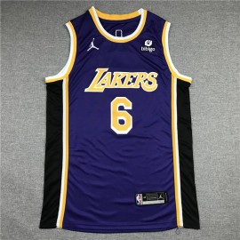Camiseta LeBron James #6 Los Angeles Lakers Clásico Edition Cuello Redondo Púrpura