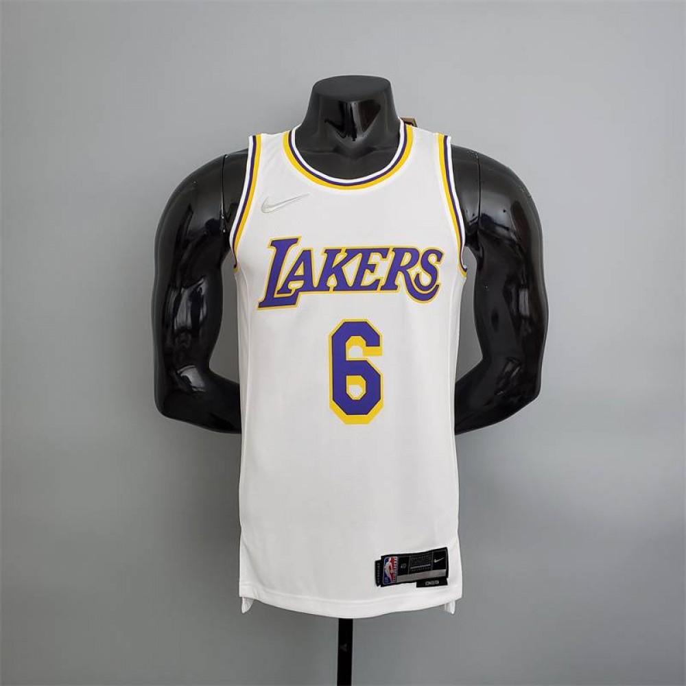 Camiseta LeBron James #6 Los Angeles Lakers Edición 75 Aniversario Blanco Camiseta LeBron James #6 Los Angeles Lakers Edición 75 Aniversario Blanco