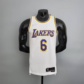 Camiseta LeBron James #6 Los Angeles Lakers Edición 75 Aniversario Blanco