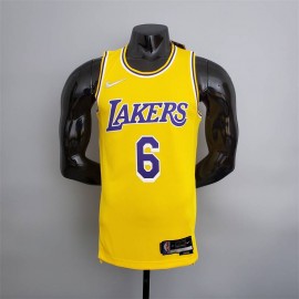 Camiseta LeBron James #6 Los Angeles Lakers Edición 75 Aniversario Icon Nuevo Amarillo