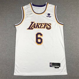 Camiseta LeBron James #6 Los Angeles Lakers Icon Nuevo Cuello Redondo Blanco