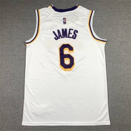 Camiseta LeBron James #6 Los Angeles Lakers Icon Nuevo Cuello Redondo Blanco Camiseta LeBron James #6 Los Angeles Lakers Icon Nuevo Cuello Redondo Blanco