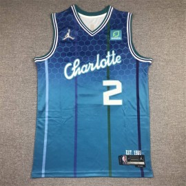 Camiseta Lonzo Ball #2 Charlotte Hornets 2022 City Edition Azul