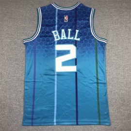Camiseta Lonzo Ball #2 Charlotte Hornets 2022 City Edition Azul Camiseta Lonzo Ball #2 Charlotte Hornets 2022 City Edition Azul