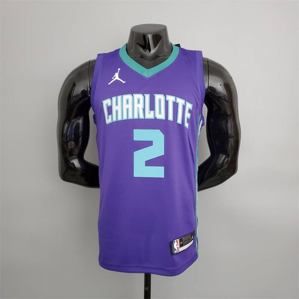 Camiseta Lonzo Ball #2 Charlotte Hornets Púrpura Camiseta Lonzo Ball #2 Charlotte Hornets Púrpura