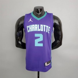 Camiseta Lonzo Ball #2 Charlotte Hornets Púrpura