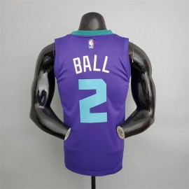 Camiseta Lonzo Ball #2 Charlotte Hornets Púrpura Camiseta Lonzo Ball #2 Charlotte Hornets Púrpura