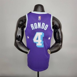 Camiseta Rajon Rondo #4 Los Angeles Lakers 2022 City Edition Púrpura Camiseta Rajon Rondo #4 Los Angeles Lakers 2022 City Edition Púrpura