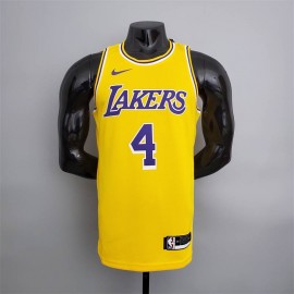 Camiseta Rajon Rondo #4 Los Angeles Lakers Cuello Redondo Amarillo