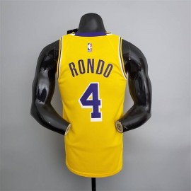 Camiseta Rajon Rondo #4 Los Angeles Lakers Cuello Redondo Amarillo Camiseta Rajon Rondo #4 Los Angeles Lakers Cuello Redondo Amarillo