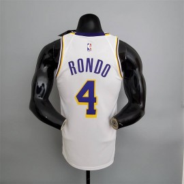 Camiseta Rajon Rondo #4 Los Angeles Lakers Cuello Redondo Blanco Camiseta Rajon Rondo #4 Los Angeles Lakers Cuello Redondo Blanco