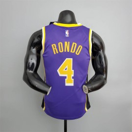 Camiseta Rajon Rondo #4 Los Angeles Lakers Cuello Redondo Púrpura Camiseta Rajon Rondo #4 Los Angeles Lakers Cuello Redondo Púrpura