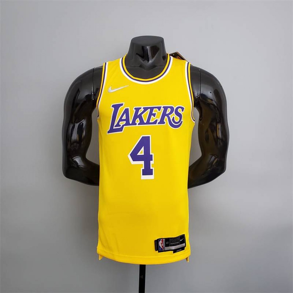 Camiseta Rajon Rondo #4 Los Angeles Lakers Edición 75 Aniversario Amarillo Camiseta Rajon Rondo #4 Los Angeles Lakers Edición 75 Aniversario Amarillo