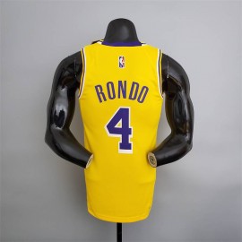 Camiseta Rajon Rondo #4 Los Angeles Lakers Edición 75 Aniversario Amarillo Camiseta Rajon Rondo #4 Los Angeles Lakers Edición 75 Aniversario Amarillo