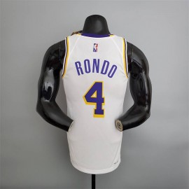 Camiseta Rajon Rondo #4 Los Angeles Lakers Edición 75 Aniversario Blanco Camiseta Rajon Rondo #4 Los Angeles Lakers Edición 75 Aniversario Blanco
