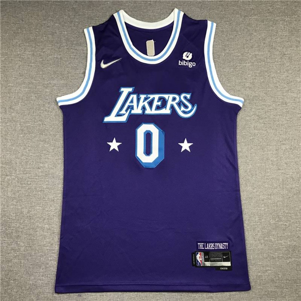 Camiseta Russell Westbrook #0 Los Angeles Lakers 2022 City Edition Púrpura Camiseta Russell Westbrook #0 Los Angeles Lakers 2022 City Edition Púrpura