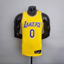 Camiseta Russell Westbrook #0 Los Angeles Lakers Edición 75 Aniversario Amarillo