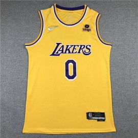 Camiseta Russell Westbrook #0 Los Angeles Lakers Icon Nuevo Cuello Redondo Amarillo