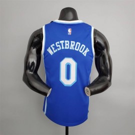 Camiseta Russell Westbrook #0 Los Angeles Lakers Latin Night Cuello Alto Azul Camiseta Russell Westbrook #0 Los Angeles Lakers Latin Night Cuello Alto Azul