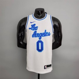 Camiseta Russell Westbrook #0 Los Angeles Lakers Latin Night Cuello Alto Blanco