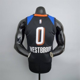 Camiseta Russell Westbrook #0 Oklahoma City Thunder City Edition Negro Camiseta Russell Westbrook #0 Oklahoma City Thunder City Edition Negro