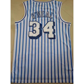 Camiseta Shaquille O'Neal #34 Los Angeles Lakers Clásico Edition Blanco Rayado Azul