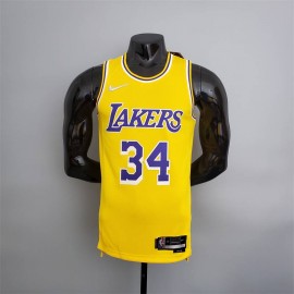 Camiseta Shaquille O'Neal #34 Los Angeles Lakers Edición 75 Aniversario Amarillo