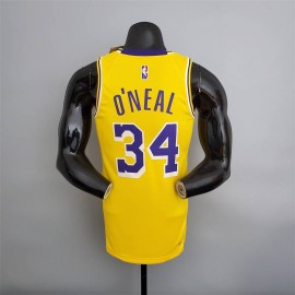 Camiseta Shaquille O'Neal #34 Los Angeles Lakers Edición 75 Aniversario Amarillo Camiseta Shaquille O'Neal #34 Los Angeles Lakers Edición 75 Aniversario Amarillo