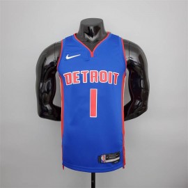 Camiseta Allen Iverson #1 Detroit Pistons Edición 75 Aniversario Azul