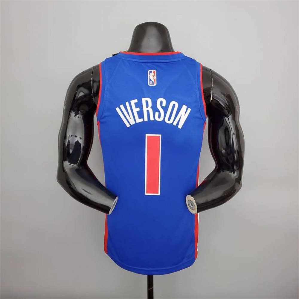 Camiseta Allen Iverson #1 Detroit Pistons Edición 75 Aniversario