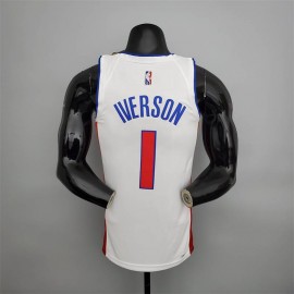 Camiseta Allen Iverson #1 Detroit Pistons Edición 75 Aniversario Blanco