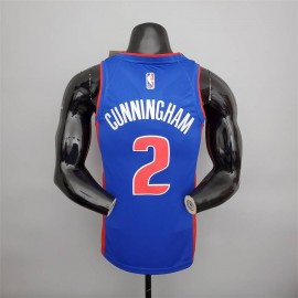 Camiseta Cade Cunningham #2 Detroit Pistons Edición 75 Aniversario Azul
