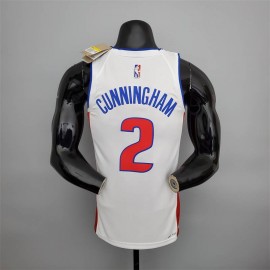 Camiseta Cade Cunningham #2 Detroit Pistons Edición 75 Aniversario Blanco