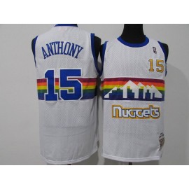 Camiseta Carmelo Anthony #15 Denver Nuggets Rainbow Edition Icon Clásico Blanco