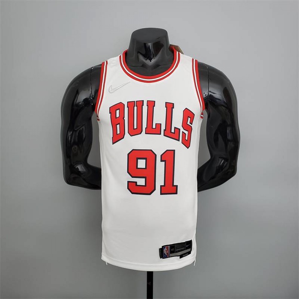 Camiseta Dennis Rodman #91 Chicago Bulls Edición 75 Aniversario Blanco