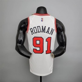 Camiseta Dennis Rodman #91 Chicago Bulls Edición 75 Aniversario Blanco