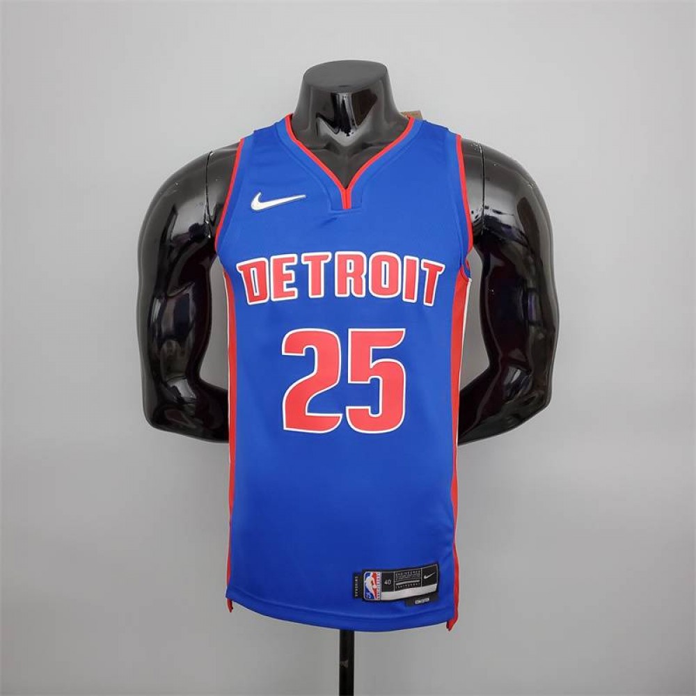 Camiseta Derrick Rose #25 Detroit Pistons Edición 75 Aniversario Azul Camiseta Derrick Rose #25 Detroit Pistons Edición 75 Aniversario Azul