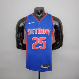 Camiseta Derrick Rose #25 Detroit Pistons Edición 75 Aniversario Azul