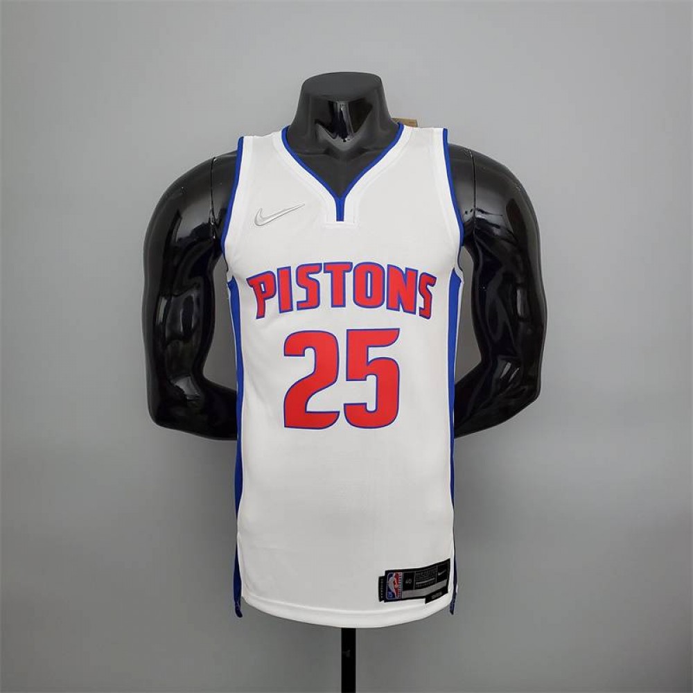 Camiseta Derrick Rose #25 Detroit Pistons Edición 75 Aniversario Blanco Camiseta Derrick Rose #25 Detroit Pistons Edición 75 Aniversario Blanco