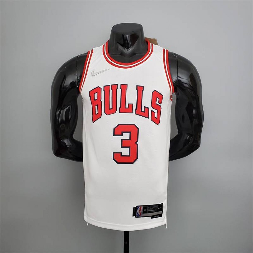 Camiseta Dwyane Wade #3 Chicago Bulls Edición 75 Aniversario Blanco Camiseta Dwyane Wade #3 Chicago Bulls Edición 75 Aniversario Blanco