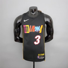 Camiseta Dwyane Wade #3 Miami Heat 2022 City Edition Negro