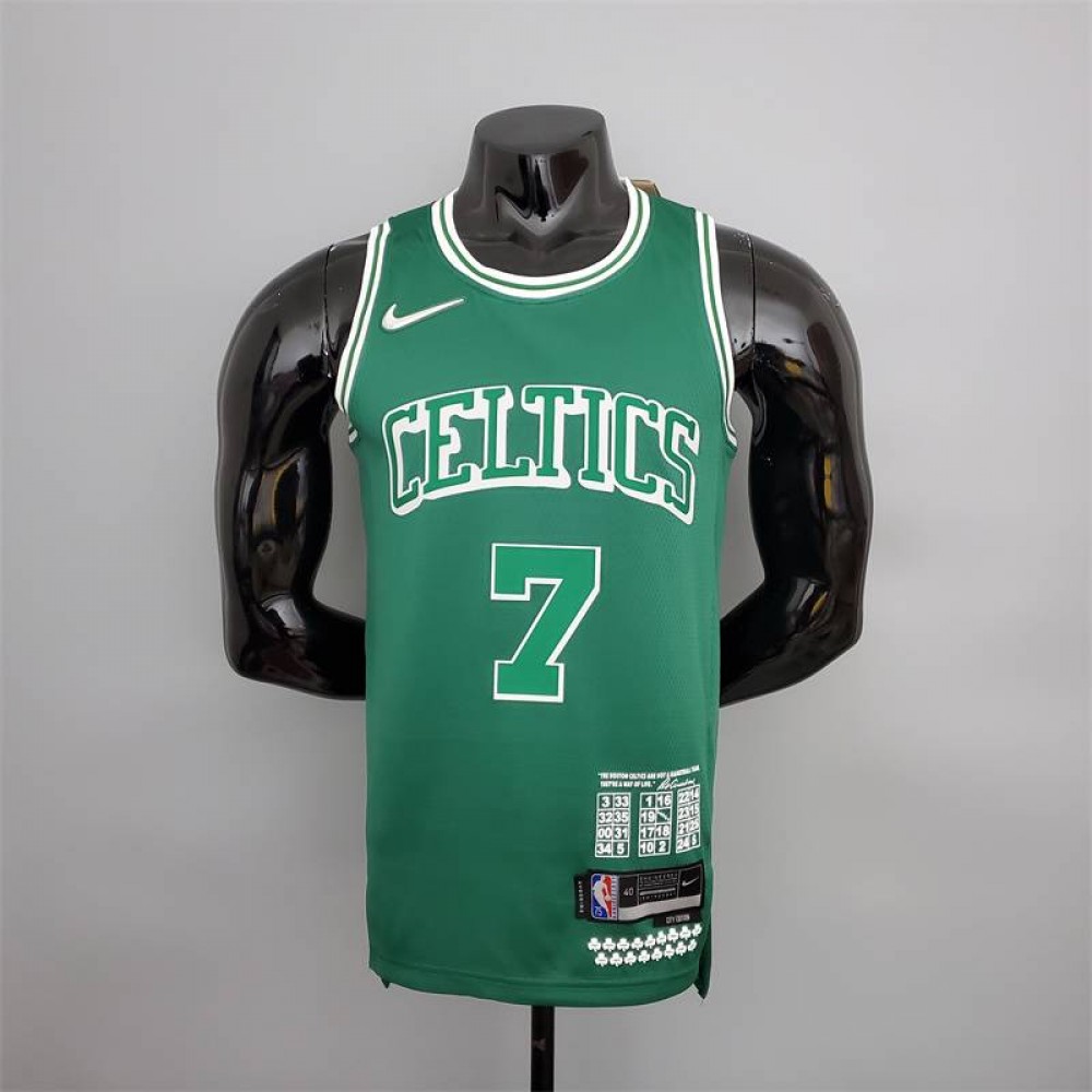 Camiseta Jaylen Brown #7 Boston Celtics 2022 City Edition Verde Camiseta Jaylen Brown #7 Boston Celtics 2022 City Edition Verde