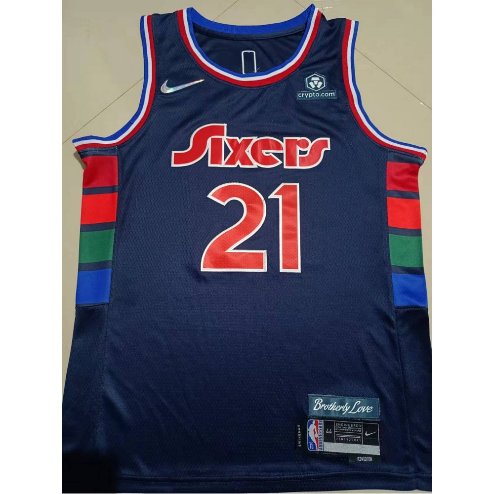 Camiseta Joel Embiid #21 Philadelphia 76ers 2022 Edición 75 Aniversario Azul Oscuro Camiseta Joel Embiid #21 Philadelphia 76ers 2022 Edición 75 Aniversario Azul Oscuro