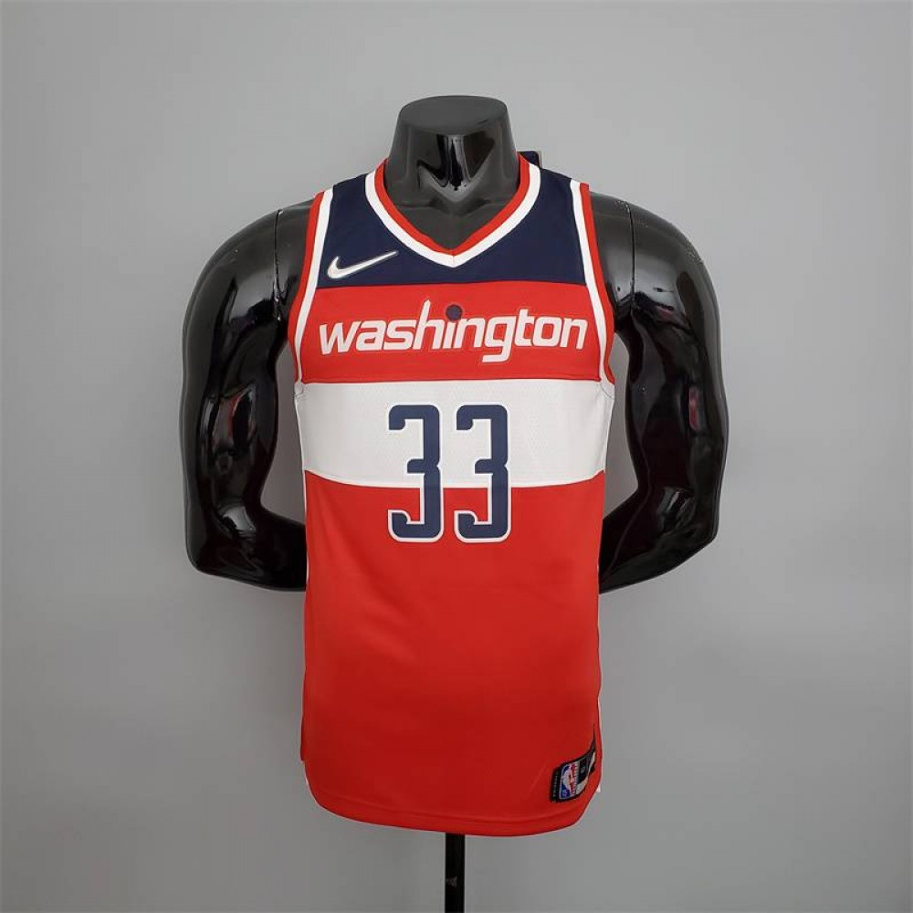Camiseta Kyle Kuzma #33 Washington Wizards Edición 75 Aniversario Rojo/Blanco/Azul Camiseta Kyle Kuzma #33 Washington Wizards Edición 75 Aniversario Rojo/Blanco/Azul