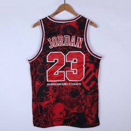 Camiseta Michael Jordan #23 Chicago Bulls 95/96 Hebru Brantley X M&N Negro Camiseta Michael Jordan #23 Chicago Bulls 95/96 Hebru Brantley X M&N Negro