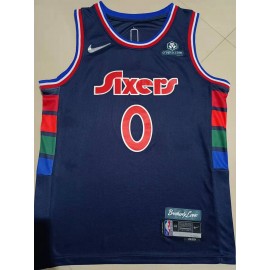 Camiseta Tyrese Maxey #0 Philadelphia 76ers Icon Nuevo Azul Oscuro
