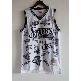 Camiseta Allen Iverson #3 Philadelphia 76ers Edición tatuaje Blanco